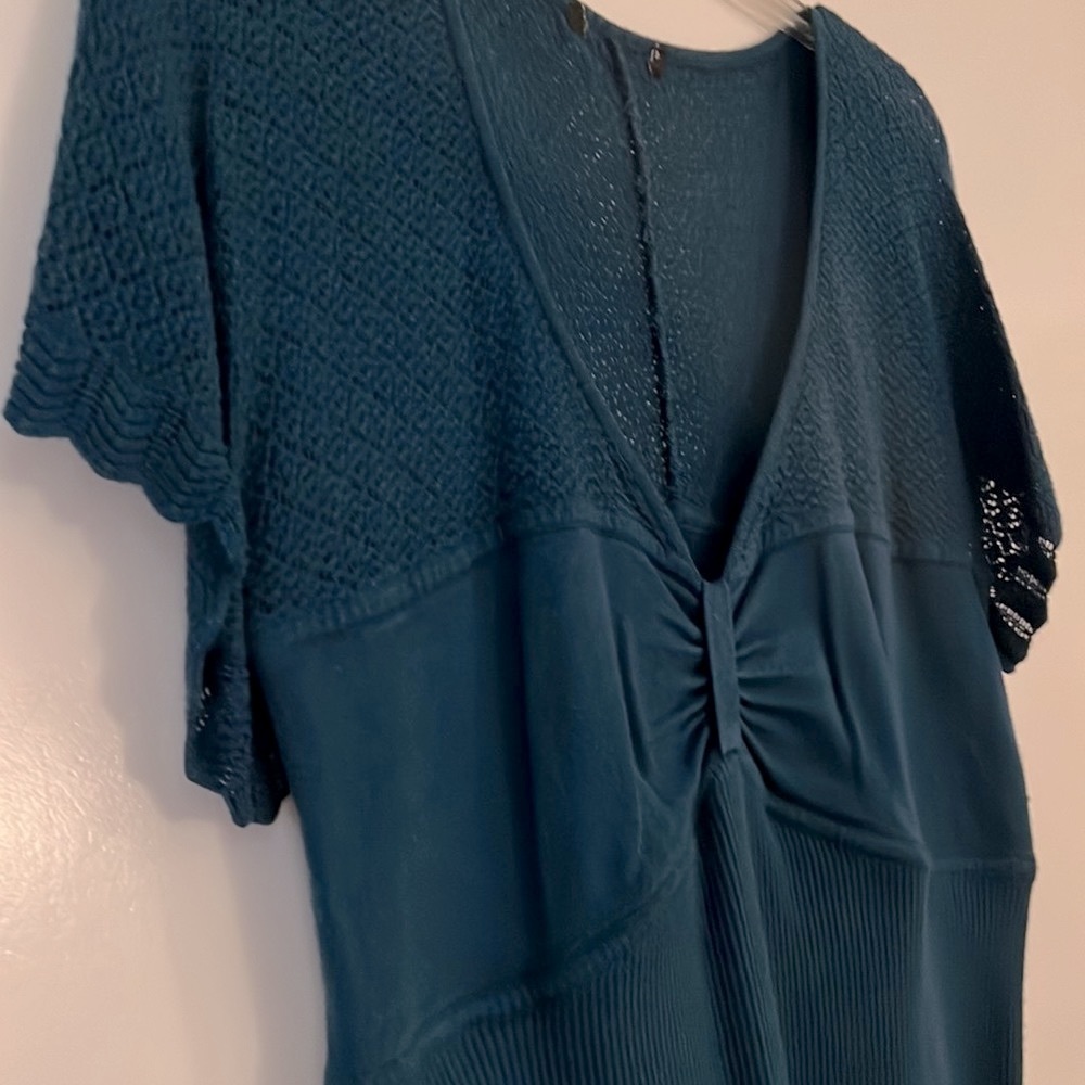 Teal Blouse with Crochet detail